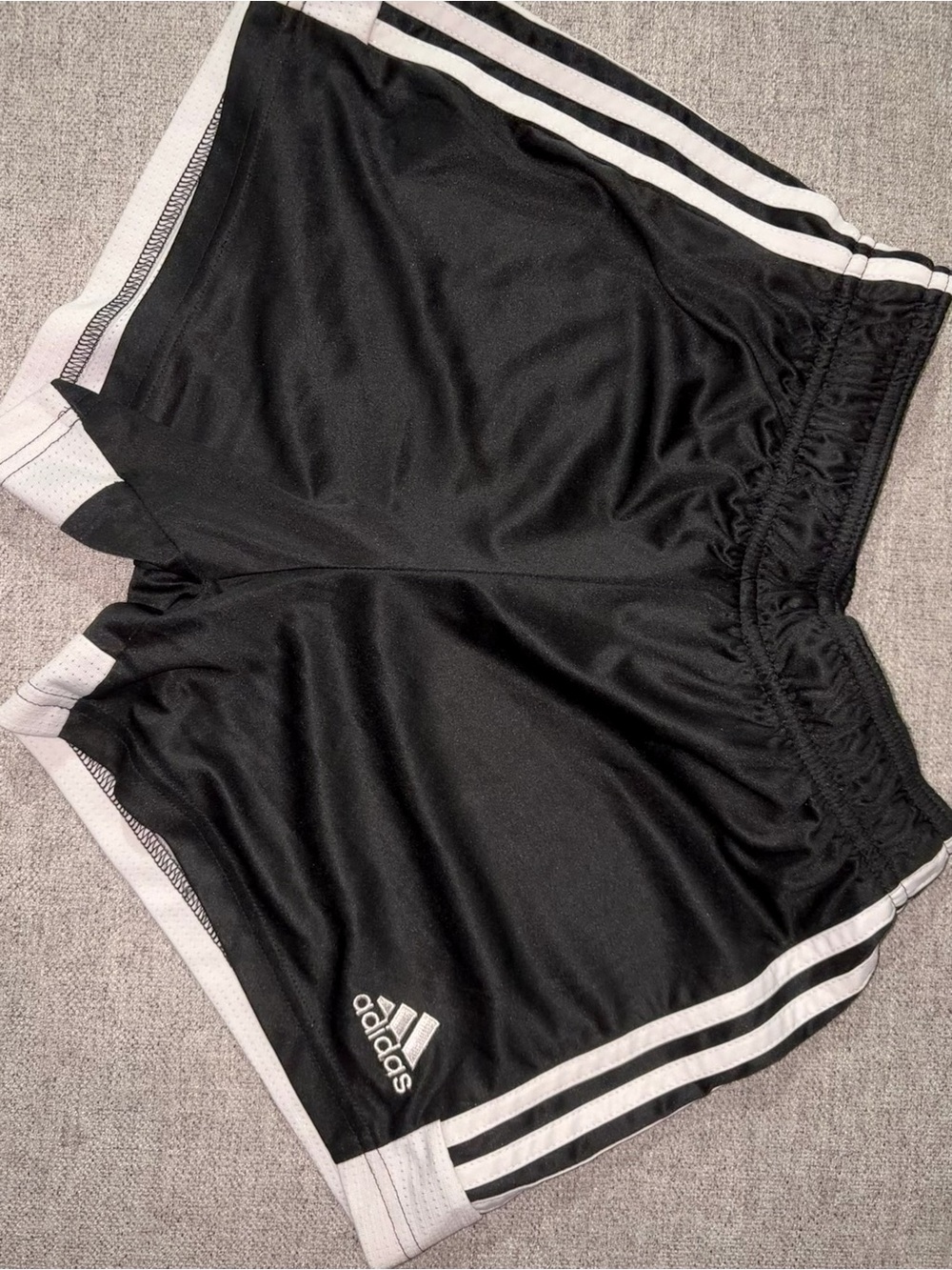 adidas Black Athletic Shorts with White Stripes